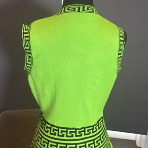 Women’s Casual Short Green Sleeveless Dress Flared Pleated Skirt Size L *READ thumbnail 5