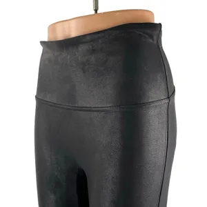 Spanx Women's Black Faux Vegan Leather High Rise Skinny Moto Leggings Pants Sz L thumbnail 2