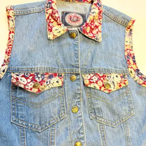 Paris Blues Original Denim Vest Boho Floral – Size M thumbnail 2