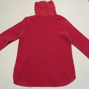 Lauren Ralph Lauren Funnel Neck Sweater Womens Large Pink Waffle Knit Drawstring thumbnail 5