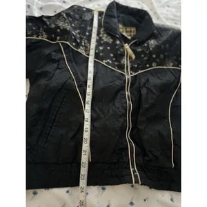 East West 80's Black & Gold Glitter Star Patterned Zip-Up Windbreaker Jacket thumbnail 4