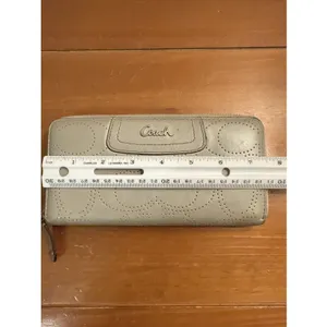 Coach Ashley Perforated Signature C Pattern Accordion Zip Wallet SilverTone Logo thumbnail 12