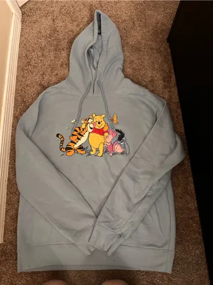 Disney Light Blue Winnie the Pooh Hoodie Size Medium 0543 thumbnail 1