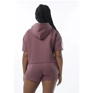 Alphalete Woman’s ELMTS Half Sleeve Crop Hoodie - Mauve , Size Medium thumbnail 2