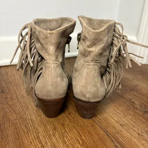 Sam Edelman Louie Tan Suede Fringe Ankle Boots Womens 10 M Western Festival Boho thumbnail 2