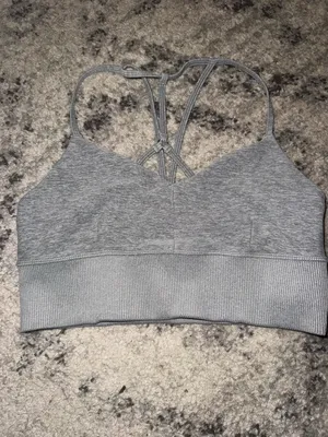 ALO Yoga Grey Strappy Crossback Sports Bra thumbnail 2