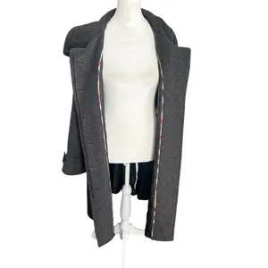 Burberry London Wool Cashmere Coat Gray Long Wrap Collar Back Belt UK 6 US 4 thumbnail 8