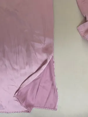 SKIMS Woven Shine Long Sleeve Sleep Set Pajamas Pink Rose Size M NWT thumbnail 9