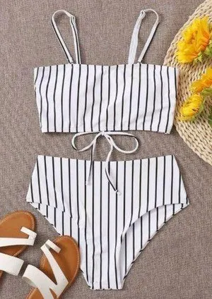 SHEIN Chic Black and White Bikini Set NIB Size M thumbnail 1