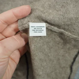 Joan Vass Cashmere Sweater‎ Women's Medium Tan Black Contrast Trim Crew Neck thumbnail 5
