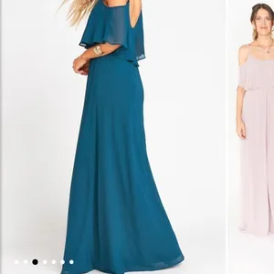 Show Me Your Mumu Caitlin Ruffle Maxi Dress Deep‎ Jade Chiffon Sz XXS thumbnail 4
