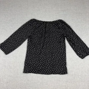 Garnet Hill Blouse Womens XS Black Off Shoulder 3/4 Sleeve Polka Dot Jersey Top thumbnail 10