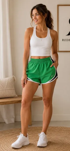 Nike Dri-FIT Tempo Running Shorts Green Black White Womens Large Athletic Gym thumbnail 1