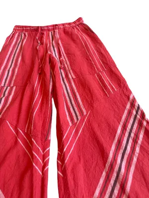 Urban Outfitters Red Striped Wide Leg Linen Pants Cargo Bohemian X-Small Women's thumbnail 6