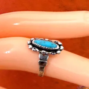 Vintage Sterling Silver Turquoise Ring Southwestern Navajo thumbnail 2