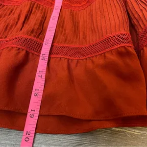 ALC silk‎ blend pleat smocked skirt orange rust sz 6 thumbnail 3