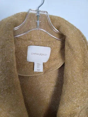 Cynthia Rowley Wool Blend Cardigan Shawl Collar Sweater Golden Mustard Small thumbnail 4