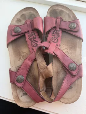Dansko Red Leather Adjustable Strap Sandals thumbnail 1