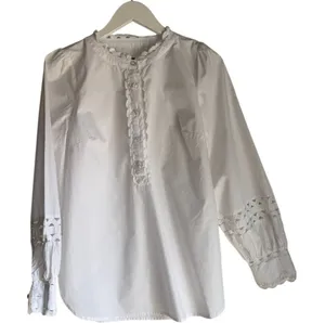 Talbots White Cotton Poplin Eyelet Blouse | Size Small thumbnail 1
