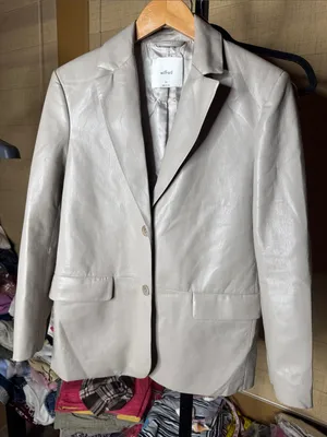 Aritzia Wilfred Memories Vegan Leather Blazer Beige Size XS thumbnail 4