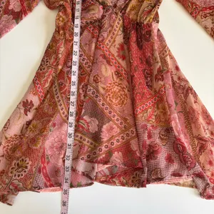 Mango Boho Floral Print Long Sleeve Flowy Chiffon Mini Dress Womens size 4 Small thumbnail 6