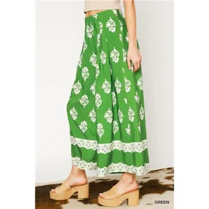 Umgee Floral Pleated Wide-Leg‎ Pants thumbnail 3