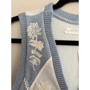 Anthropologie Embroidered Sweater Vest Blue Women's Size Small‎ thumbnail 7