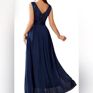 NWT navy maxi sleeveless formal dress thumbnail 2