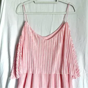 ATTENTION | Pink Satin Accordion Pleated Tiered Midi Dress Sz XL thumbnail 2