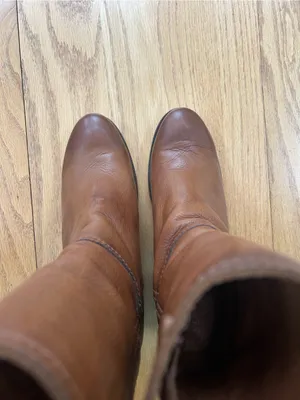 Frye Nora Mid Leather Pull On Boots Cognac Brown Block Heel Women's Size 10 B thumbnail 9