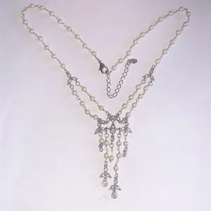 Monet Elegant Faux Pearl and Silver Tone Dainty Beaded Necklace thumbnail 2