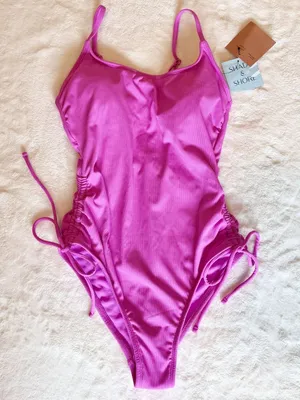 NWT Shade & Shore Purple Medium Coverage One Piece Swimsuit - Size: Small thumbnail 2