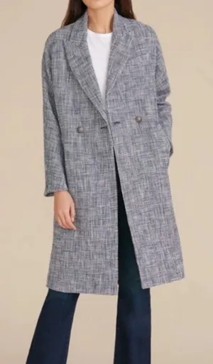 Veronica‎ Beard Fiona Coat Women's Medium Blue Multi Plaid Long Wool Blend Fall thumbnail 1