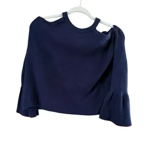 Anthropologie Blue Off the Shoulder Relaxed Fit Sweater thumbnail 2