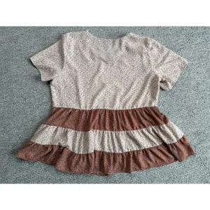 Paper Crane Women Floral Tiered Babydoll Top Short‎ Sleeve Ruffle Peplum Blouse thumbnail 2