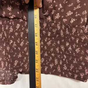 Maurices Boho Floral Blouse Brown Smocked Waist Surplice Neck‎ Cottagecore XXL thumbnail 5