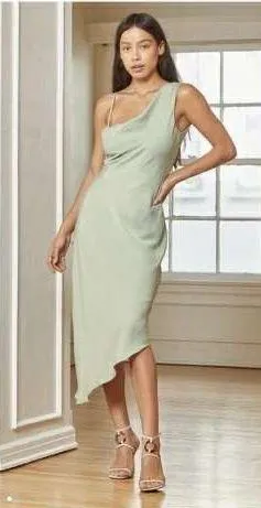 Lulus Sage Green Asymmetrical Midi Dress thumbnail 1