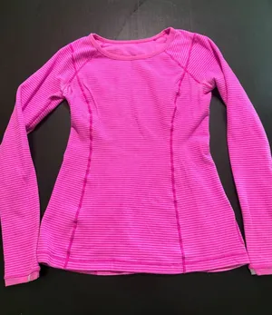 Lululemon Swiftly‎ Tech Long Sleeve Shirt Pink Striped Running Top Size 6 thumbnail 1