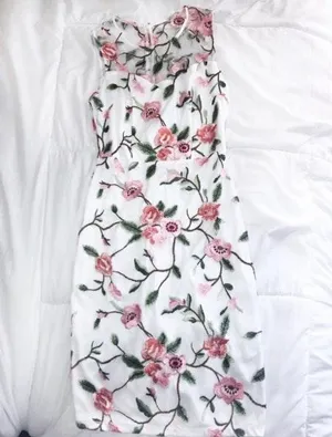 Cherry Blossom embroidered bodycon formal prom Dress thumbnail 1