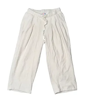 Free People Beach Pants Womens‎ Small Cream Cotton Ribbed Wide Leg Pleated Crop thumbnail 1