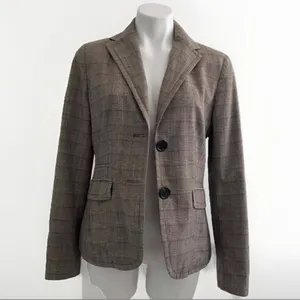 GAP Vintage 90s Wool Blazer Academia Brown Check Y2K thumbnail 2