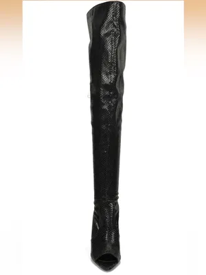 Cape Robbin Black Over-The-Knee Faux Snakeskin Stiletto Boots thumbnail 2