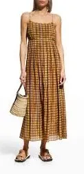 Tory Burch Pleated Midi Dress in Purple Veronica Plaid | 6 thumbnail 1