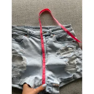 American Eagle High Waisted Distressed Denim Shorts Light Wash Size 8‎ Cuffed thumbnail 5