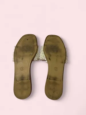 a new day Pearl-Embellished Cream Slide Sandals thumbnail 6