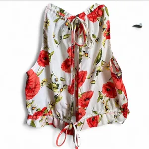 Lulus Nostalgia White and Red Floral Print Crop Top thumbnail 6