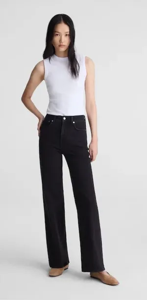 Madewell The Wide Leg Jean in Super Stretch Denim Black Frost Women’s Size 26 thumbnail 1