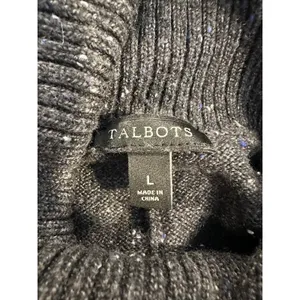 Talbots Sweater Dress Large Gray Speckled Button Cowl Neck Minimalist‎ Career thumbnail 4