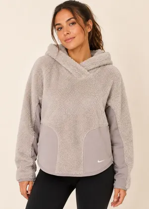 Nike Tech Pack NWT Sherpa Fleece Hoodie Atmosphere Taupe Womens Medium thumbnail 1
