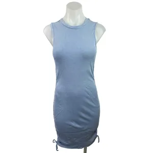 Garage Women's Blue Sleeveless Crew Neck Ruched Mini Bodycon Tank Dress Size M thumbnail 4